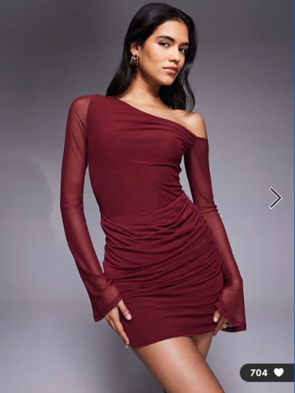 ASOS DESIGN mesh off the shoulder mini dress with angel sleeves in red